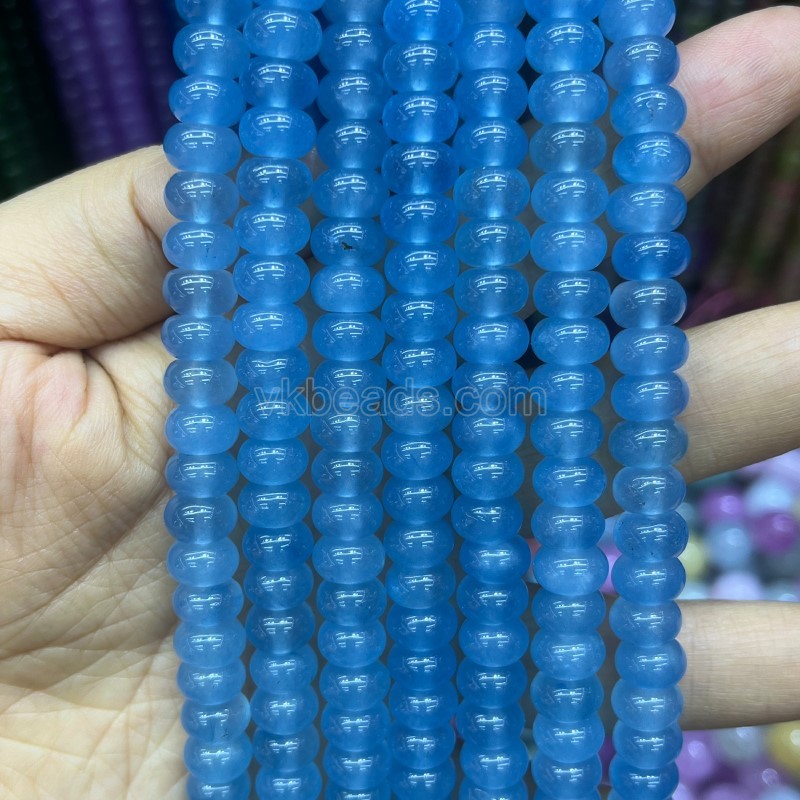 Dyed Royal Blue Jade Smooth Rondelle Beads Strands, Approx 5x8mm, 38cm/strand