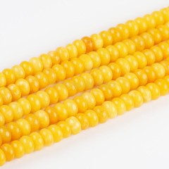 Dyed Yellow Color Jade Smooth Rondelle Beads Strands, Approx 5x8mm, 38cm/strand