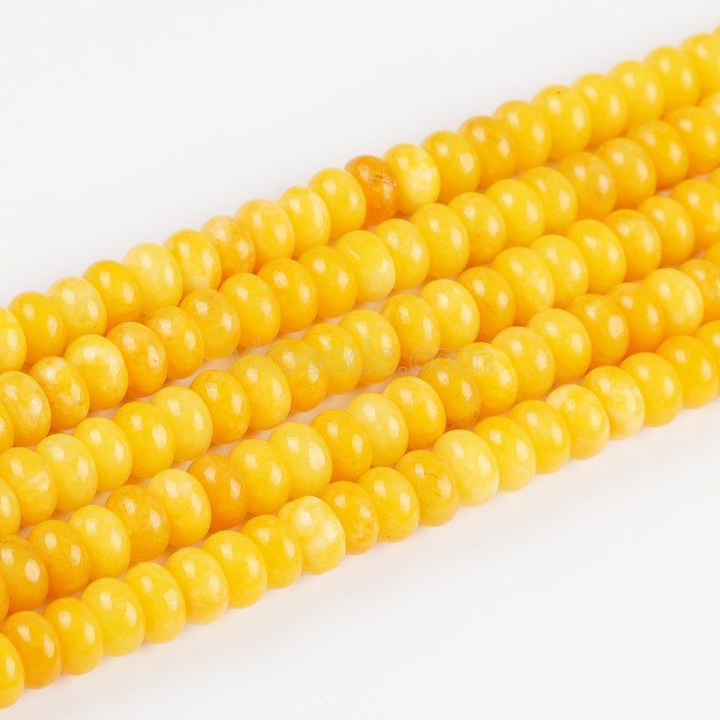 Dyed Yellow Color Jade Smooth Rondelle Beads Strands, Approx 5x8mm, 38cm/strand