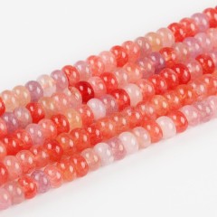 Dyed Red Hematoid Quartz/Fire Quartz Color Jade Smooth Rondelle Beads Strands, Approx 5x8mm, 38cm/strand