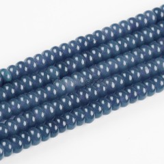 Dyed Steel Blue Jade Smooth Rondelle Beads Strands, Approx 5x8mm, 38cm/strand