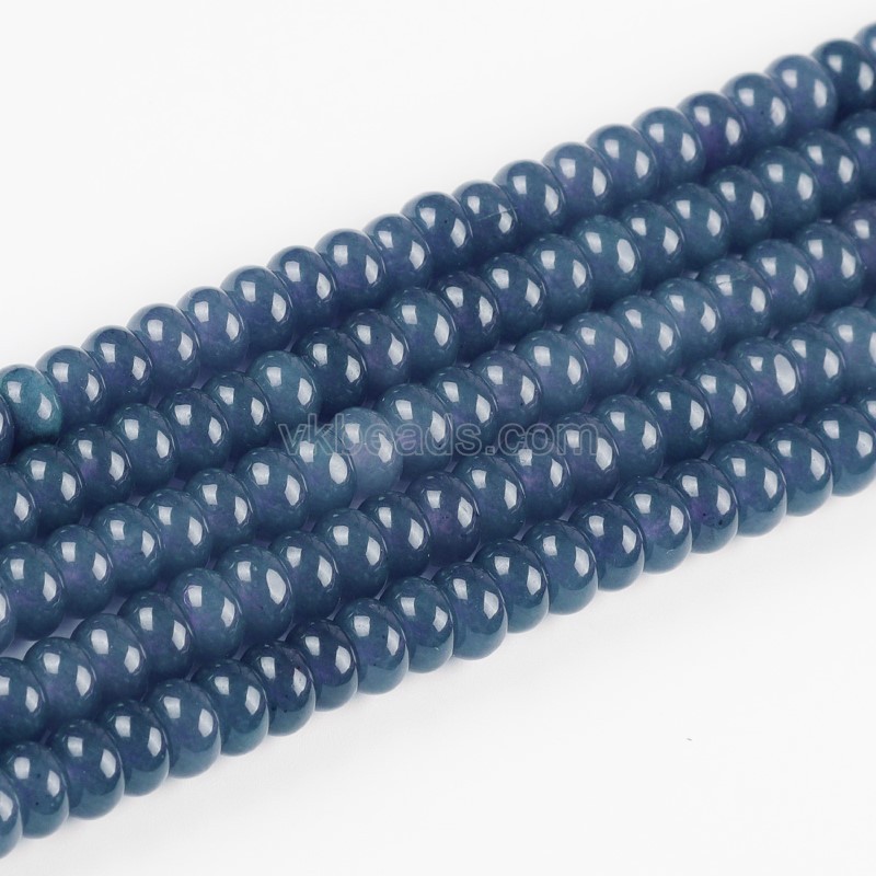 Dyed Steel Blue Jade Smooth Rondelle Beads Strands, Approx 5x8mm, 38cm/strand
