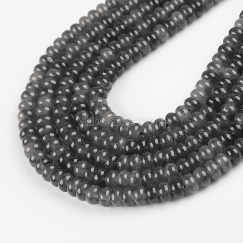 Dyed Grey Jade Smooth Rondelle Beads Strands, Approx 5x8mm, 38cm/strand