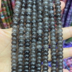 Dyed Grey Jade Smooth Rondelle Beads Strands, Approx 5x8mm, 38cm/strand