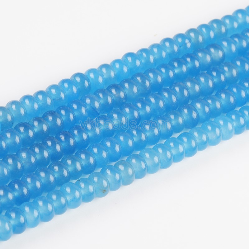 Dyed Royal Blue Jade Smooth Rondelle Beads Strands, Approx 5x8mm, 38cm/strand