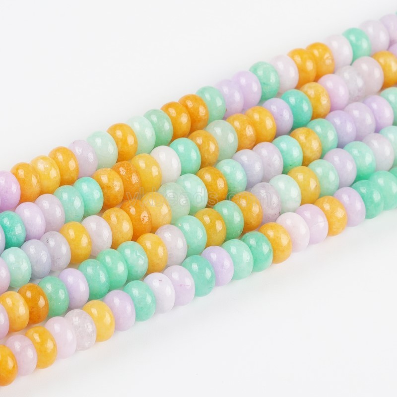 Dyed Multicolor Jade Smooth Rondelle Beads Strands, Approx 5x8mm, 38cm/strand