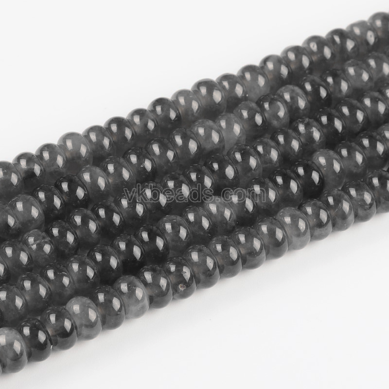 Dyed Grey Jade Smooth Rondelle Beads Strands, Approx 5x8mm, 38cm/strand