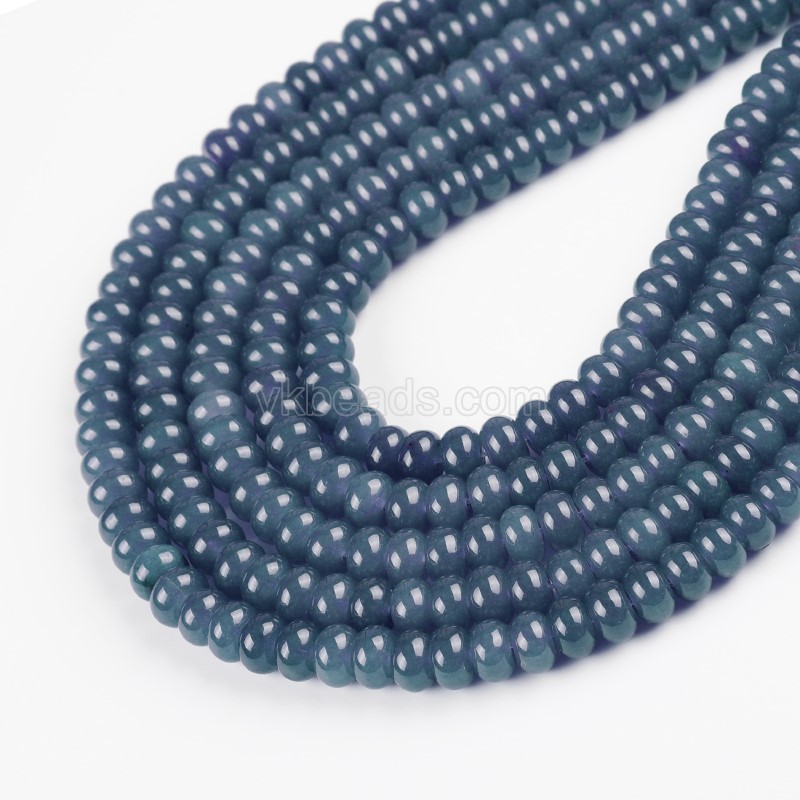 Dyed Steel Blue Jade Smooth Rondelle Beads Strands, Approx 5x8mm, 38cm/strand