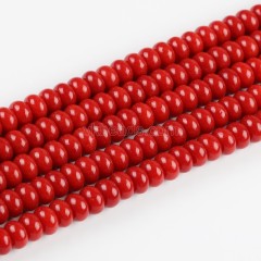 Dyed Red Jade Smooth Rondelle Beads Strands, Approx 5x8mm, 38cm/strand