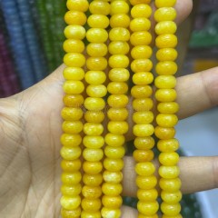 Dyed Yellow Color Jade Smooth Rondelle Beads Strands, Approx 5x8mm, 38cm/strand