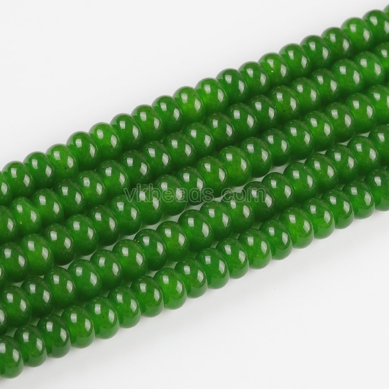 Dyed Dark Green Color Jade Smooth Rondelle Beads Strands, Approx 5x8mm, 38cm/strand