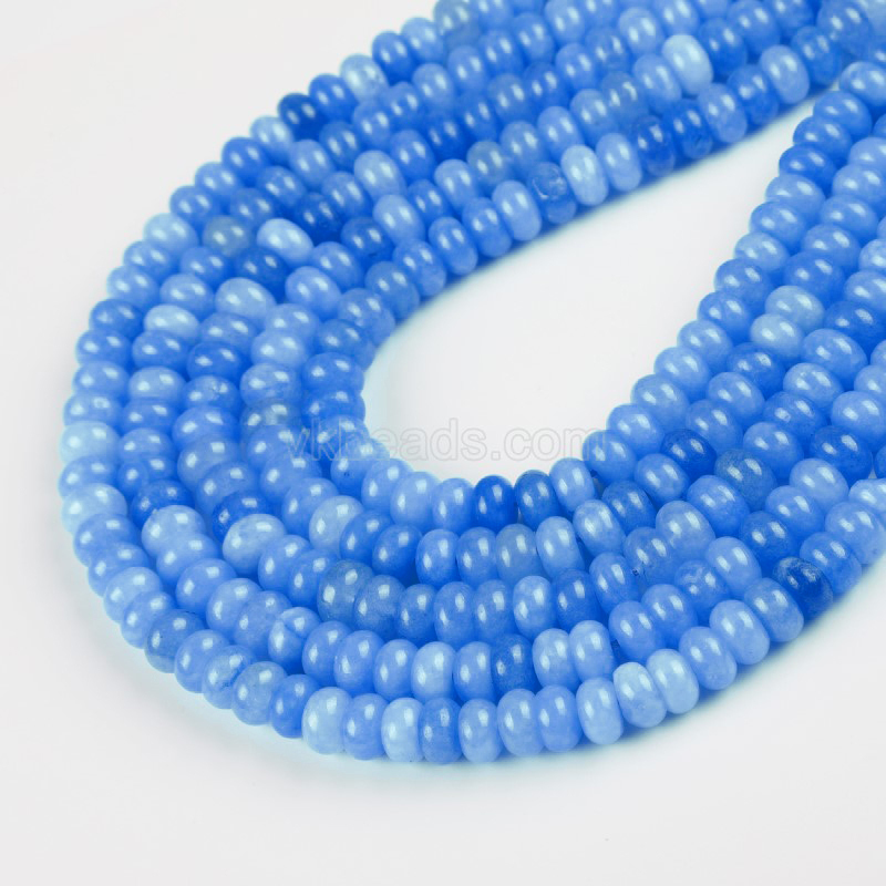 Dyed Blue Jade Smooth Rondelle Beads Strands, Approx 5x8mm, 38cm/strand