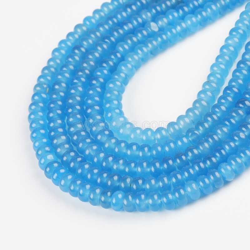 Dyed Royal Blue Jade Smooth Rondelle Beads Strands, Approx 5x8mm, 38cm/strand