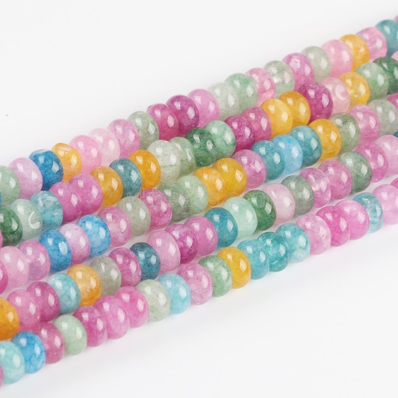 Dyed Candy Color Jade Smooth Rondelle Beads Strands, Approx 5x8mm, 38cm/strand