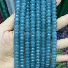 Dyed Lake Blue Jade Smooth Rondelle Beads Strands, Approx 5x8mm, 38cm/strand