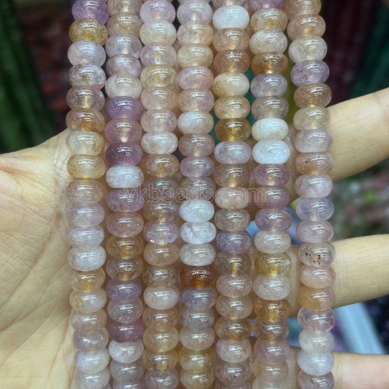 Dyed Light Purple Yellow Color Jade Smooth Rondelle Beads Strands, Approx 5x8mm, 38cm/strand