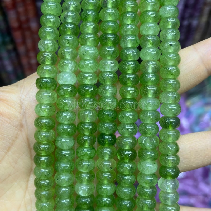 Dyed Green Color Jade Smooth Rondelle Beads Strands, Approx 5x8mm, 38cm/strand