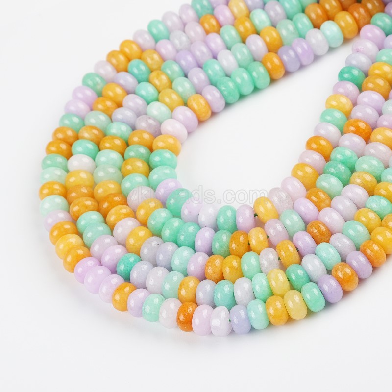 Dyed Multicolor Jade Smooth Rondelle Beads Strands, Approx 5x8mm, 38cm/strand