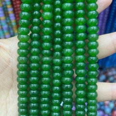 Dyed Dark Green Color Jade Smooth Rondelle Beads Strands, Approx 5x8mm, 38cm/strand