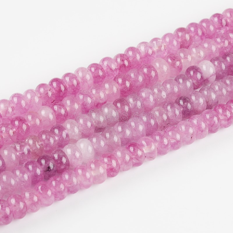 Dyed Sky Magenta Color Jade Smooth Rondelle Beads Strands, Approx 5x8mm, 38cm/strand