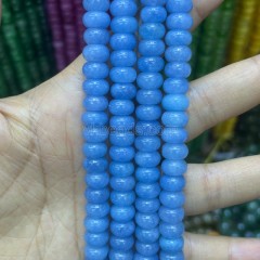 Dyed Blue Jade Smooth Rondelle Beads Strands, Approx 5x8mm, 38cm/strand