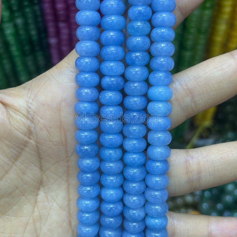 Dyed Blue Jade Smooth Rondelle Beads Strands, Approx 5x8mm, 38cm/strand
