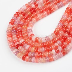 Dyed Red Hematoid Quartz/Fire Quartz Color Jade Smooth Rondelle Beads Strands, Approx 5x8mm, 38cm/strand