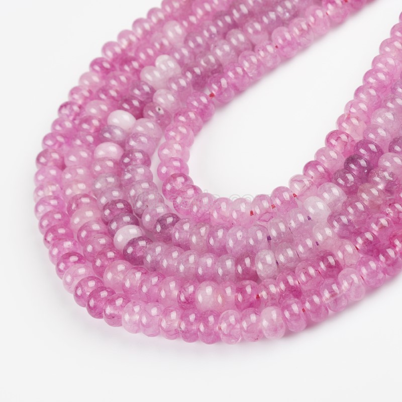 Dyed Sky Magenta Color Jade Smooth Rondelle Beads Strands, Approx 5x8mm, 38cm/strand