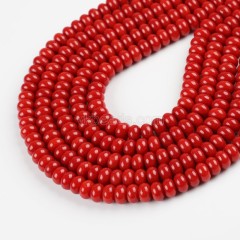 Dyed Red Jade Smooth Rondelle Beads Strands, Approx 5x8mm, 38cm/strand