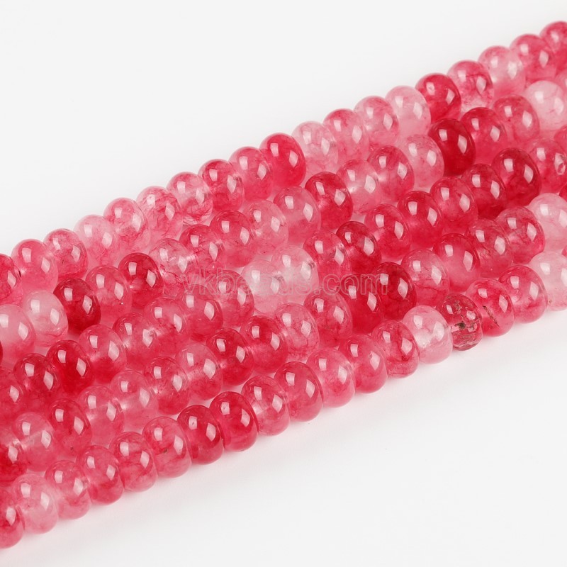Dyed Red Jade Smooth Rondelle Beads Strands, Approx 5x8mm, 38cm/strand