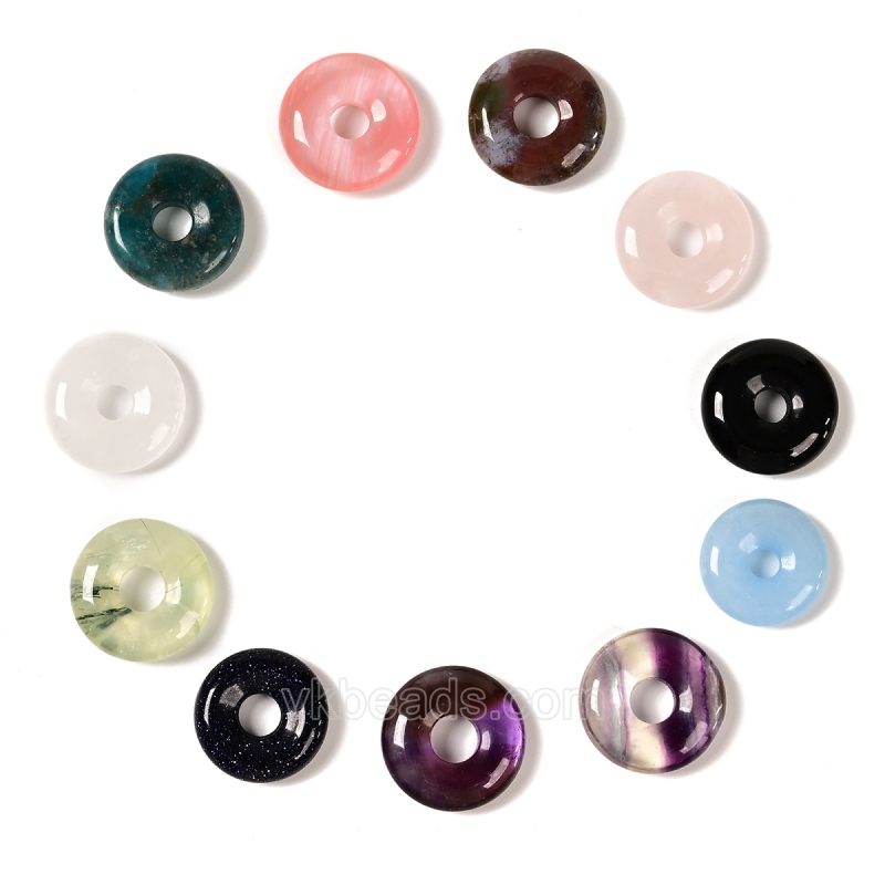 Gemstone Donut Charm Pendants, Approx 20mm, Sell by Piece