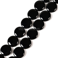 Black Obsidian Smooth Coin Beads Strarnds, Flat Round/Disc, Approx 14-30mm, 38cm/strand