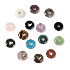 Gemstone Black Stone(Synthetic) Donut Charm Pendants, Approx 20mm, Sell by Piece