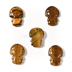 Yellow Tiger Eye Carved Charm Pendants, Chibi Maruko, with Drilled Hole, Approx 20x28mm, Sell by Piece
