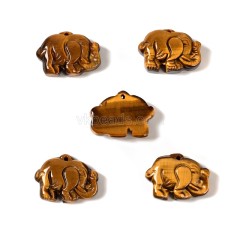 Yellow Tiger Eye Carved Charm Pendants, Elephant, with Drilled Hole, Approx 19x27mm, Sell by Piece