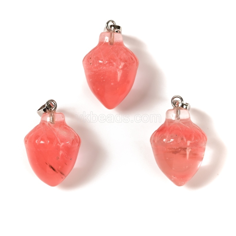 Green Aventurine Carved Pine Nuts Charm Pendants, with Rhodium Plated Base Metal Pinch, Approx 15x20mm, Sell by Piece