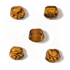 Yellow Tiger Eye Carved Charm Pendants, Paw Print, with Drilled Hole, Approx 16mm, Sell by Piece