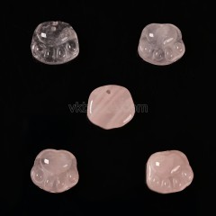 Rose Quartz Carved Charm Pendants, Paw Print, with Drilled Hole, Approx 16mm, Sell by Piece