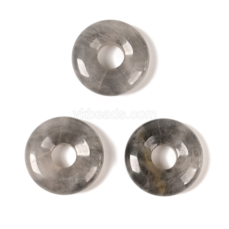 Gemstone Black Stone(Synthetic) Donut Charm Pendants, Approx 20mm, Sell by Piece