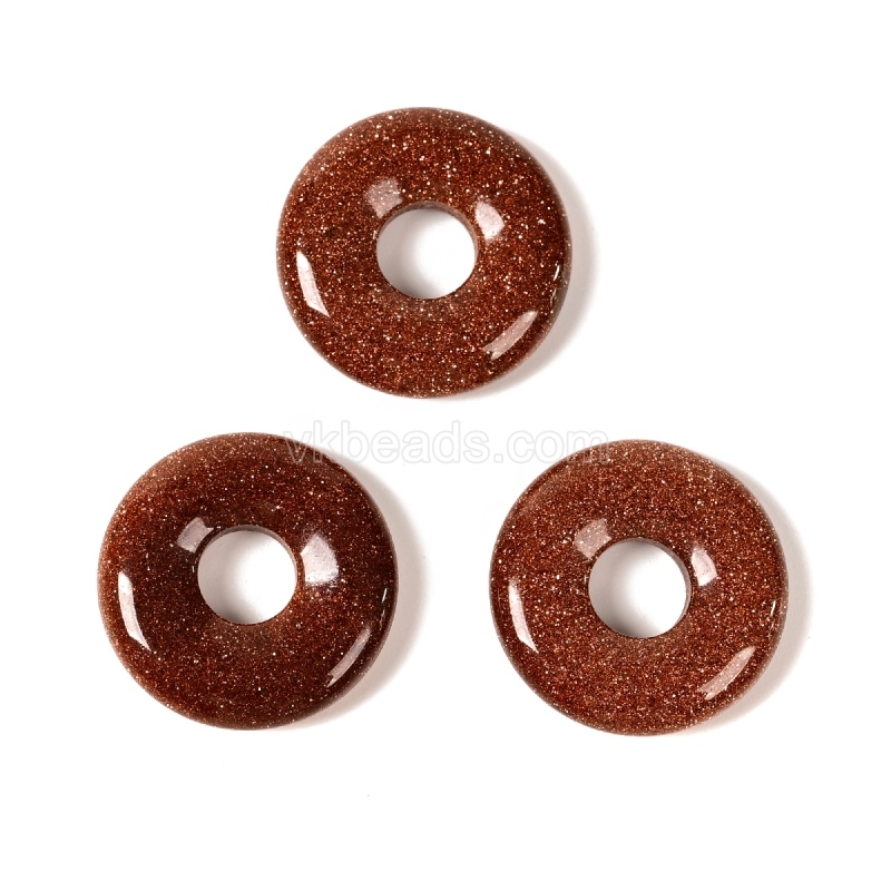 Gemstone Black Stone(Synthetic) Donut Charm Pendants, Approx 20mm, Sell by Piece