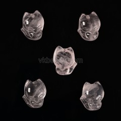 Rose Quartz Carved Charm Pendants, Fox, with Drilled Hole, Approx 16x21mm, Sell by Piece