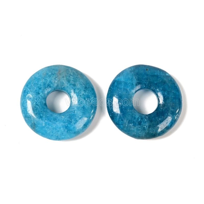 Gemstone Black Stone(Synthetic) Donut Charm Pendants, Approx 20mm, Sell by Piece