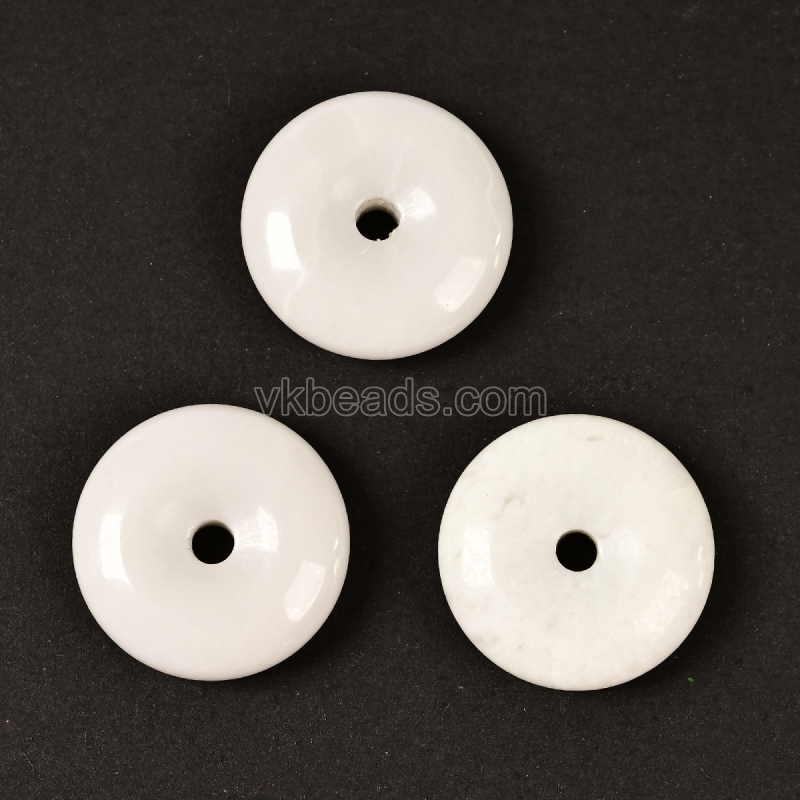 Gemstone Black Stone(Synthetic) Donut Charm Pendants, Approx 20mm, Sell by Piece