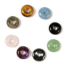 Gemstone Donut Charm Pendants, Approx 18mm, Sell by Piece
