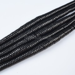 Jet Graduated Heishi Beads Strands, Flat Round/Disc, Approx 4-11x2mm, 40-42cm/strand