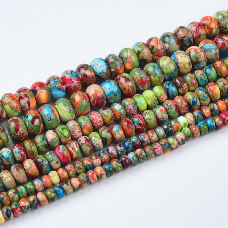 Multicolor Imperial Jasper Smooth Rondelles Strands, Approx 2x4-5x8mm, 38cm/strand