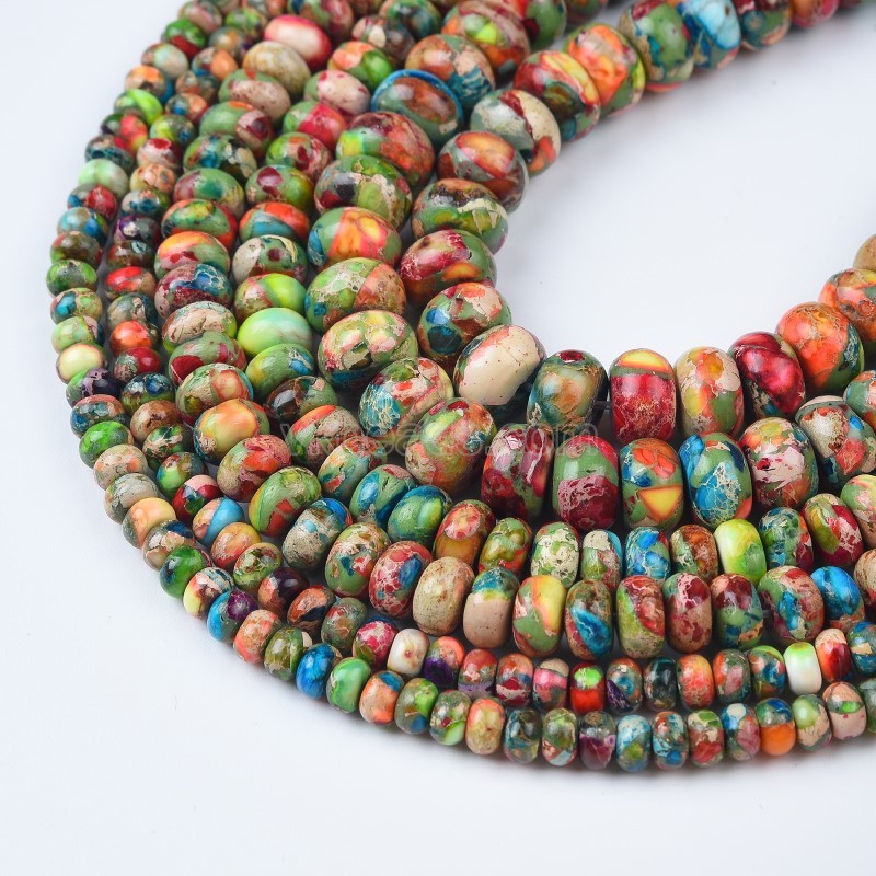 Multicolor Imperial Jasper Smooth Rondelles Strands, Approx 2x4-5x8mm, 38cm/strand