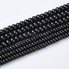 Jet Smooth Rondelles Strands, Approx 2x4-5x8mm, 38cm/strand
