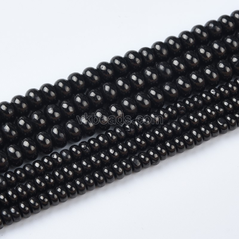 Jet Smooth Rondelles Strands, Approx 2x4-5x8mm, 38cm/strand