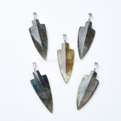 Labradorite Faceted Shield Pendants, Approx 17-18x43-46mm, Sell by Piece